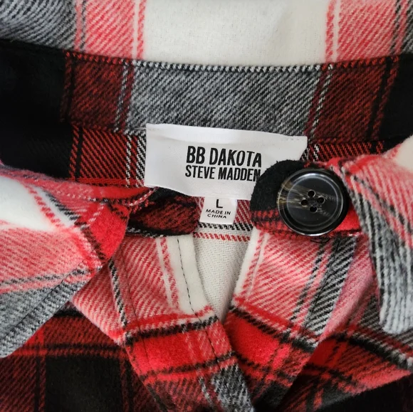 BB Dakota Steve Madden Plaid Button Up Shirt Jacket Large - Picture 5 of 9